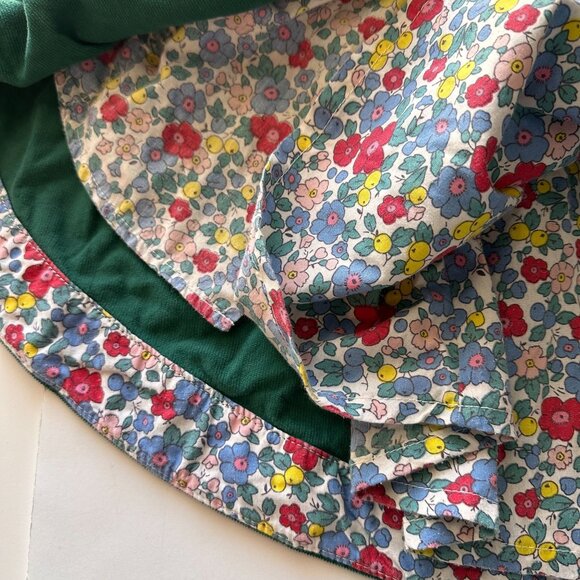 Mini Boden Green Corduroy Skirt 6-7 With Floral Lining & Yellow Bow Accent - Picture 5 of 6